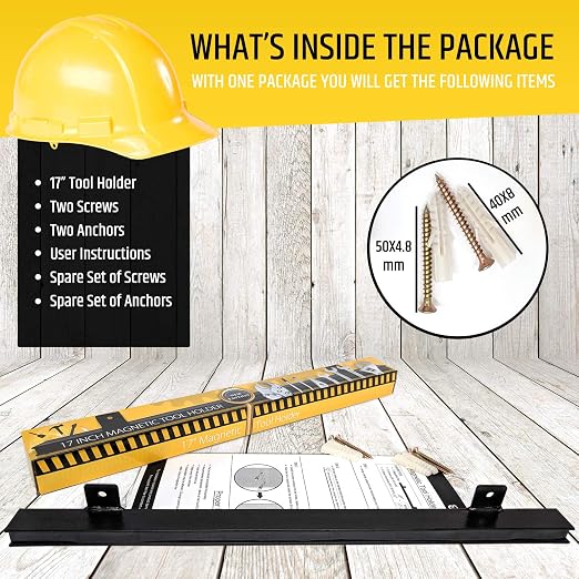 HMmagnets 17" Heavy-Duty Magnetic Tool Holder (Upgraded Version) - Extremely Powerful Magnetic Pull Force to Hold Heavy Tools - Professional Space-Saving Magnetic Bar - Tool Organizer Rack/Strip
