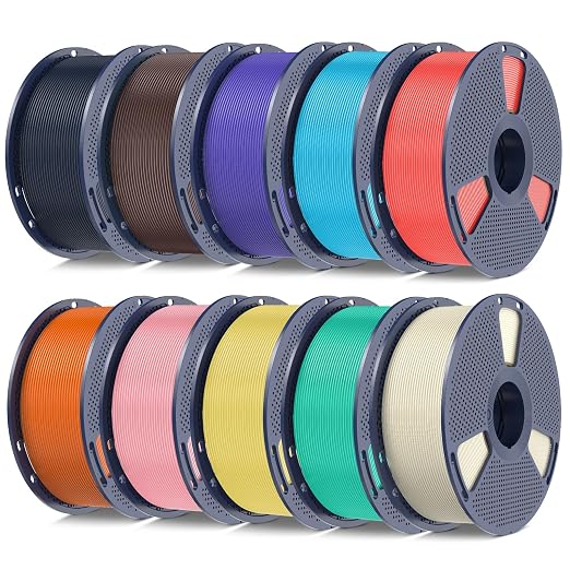 PETG Filament 1.75mm, Ultra Tough, Heat Optimized, Odorless (D-petg-10kg-BoneWhite+MintGreen+LemonYellow+Sakura Pink+SunnyOrange+CherryRed+SkyBlue+Chocolate+LavenderPurple+Midnight)