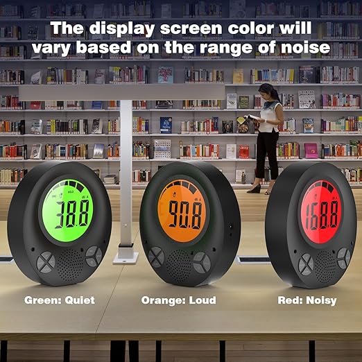 Digital Decibel Meter with DIY Voice Warning Function, Wall Hanging Sound Level Meter 35dB to 135dB with Alarm Quiet Please, Sound Level Meter for Schools Hospitals Temples Libraries Theaters