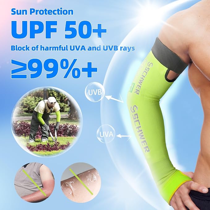 Schwer AIR-SKIN ANSI A6 Cut Resistant Arm Sleeves for Men & Women, Arm Protectors for High Risk Work, Gardening Sleeves, 100 Pairs, Yellow, 22 IN