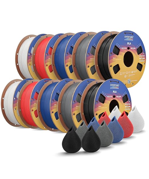 OVERTURE 10KG Bundle High Speed PLA Filament 1.75mm, Neatly Wound 3D Printer Filament 10 Pack 1kg Spool (2.2lbs) Rapid PLA, Fit Most FDM 3D Printers (5 Color *2)