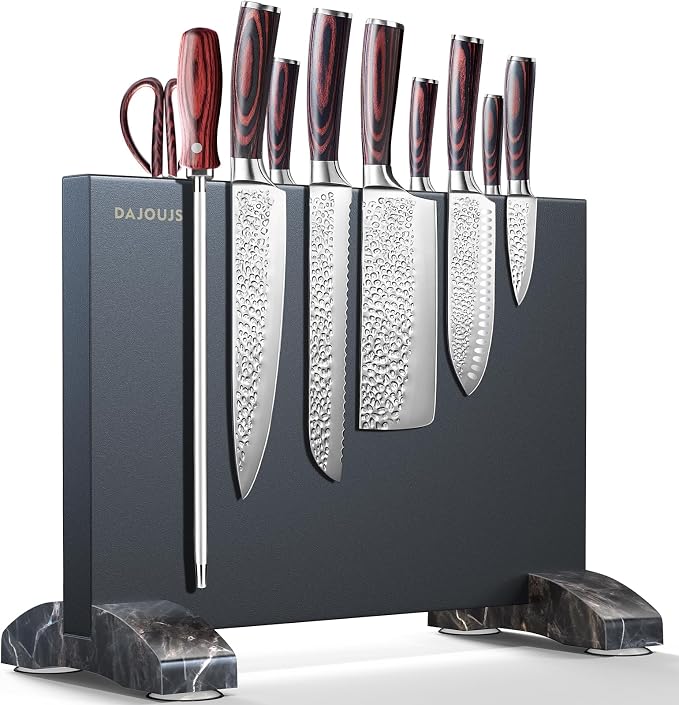 Magnetic Knife Holder, Magnetic Knife Block without Knives, Strong Double Sided Magnet Knife Storage Strip for Kitchen Counter-Black