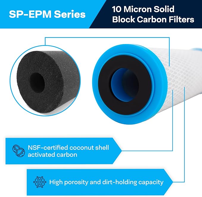 SpiroPure 30x2.5 10 Micron Carbon Block Water Filter CFB-30 255673-43 6Pack