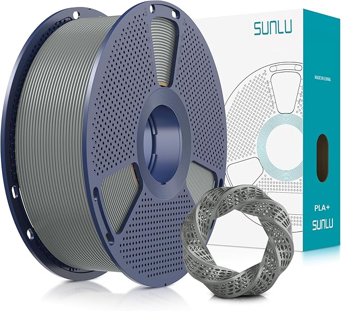 SUNLU PLA Plus Filament 1.75mm Grey 1KG, Neatly Wound 3D Printer Filament 1.75mm, PLA+ 1000g, Dimensional Accuracy +/- 0.02 mm, Fit Most FDM 3D Printers, 1kg Spool (2.2lbs), Grey