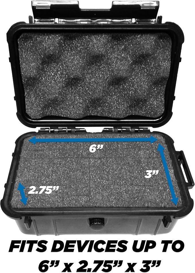 CASEMATIX 8" Waterproof Small Hard Case with Customizable Foam for Portable Electronics, Tools and Accessories - Hard Shell Small Plastic Case with Pre-Diced Travel Case Foam Interior