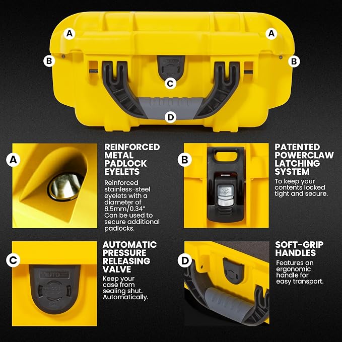 NANUK 905 Hard Case with Foam – IP67 Waterproof Hard Case, Protective Hard-Shell Box for Camera, Drone & Gear – Impact-Resistant, Dustproof, Travel-ready, 12.5” x 10.1” x 6”, Made in Canada – Yellow