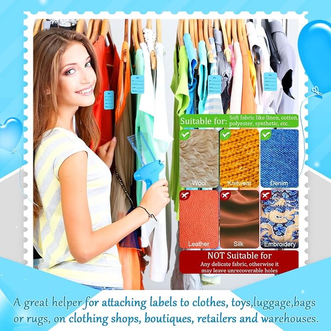 Chumia 3576 Pcs Tagging Guns for Clothes Labels Attacher Stitch Guns for Clothing with 3000 Barbs, 5 Needles and 100 Price Tags, Sewing Kit for Retail Stores, Garage Yard Sales(Sky Blue)