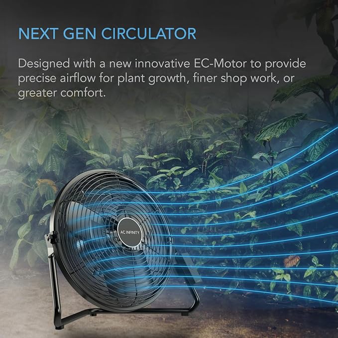 AC Infinity CLOUDLIFT S12, Industrial Wall Fan 12” with Wireless 10-Speed Controller, EC-Motor High-Velocity Shop Fan Floor Stand or Wall Mount, for Hydroponics, Greenhouses, Workshop Circulation