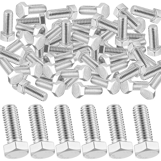 Zonon 50 Pcs 5/16-18 x 5/8" Hex Head Screw Bolt 18-8 (304) Stainless Steel Hexagon Bolts, Fully Threaded, Plain Finish, External Hex Drive (Silver)