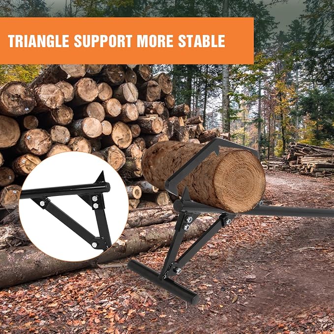 Timberjack Log Roller Lifter, Adjustable Log Roller Cant Hook, Heavy Duty Steel Log Jack, 50.8" Long Handle Timberjack Log Lifter, Ups to 25" in Dia Logging Tools for Rolling and Raising Up Logs