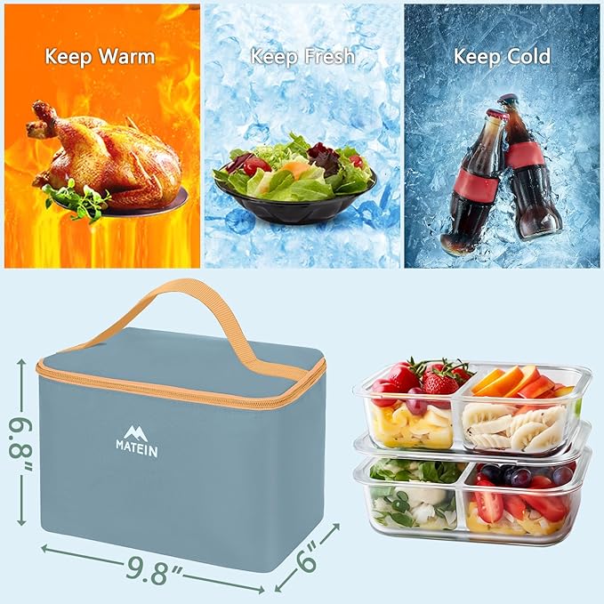 MATEIN Rolling Teacher Tote Bag, 15.6 Inch Rolling Briefcase for Women with Wheels & Detachable Cart, Roller Laptop Bag on Wheels with Insulated Lunch Box for College Business Office, Blue