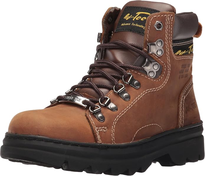 Ad Tec Men's 6" Ankle Laceup Leather Certified Work & Hiker Boot | Steel Toe, Padded Collar, Cushioned Insole & Oil Resistant Outsole