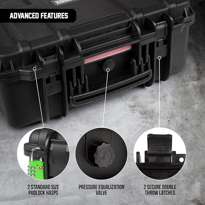 Durabox All Weather Hard Case 19 x 17 x 8” - TSA Approved Hard Shell Travel Case with Customizable Foam for Cameras, Lenses, Laptops, Electronics, Guns, Pistols and Other Gear
