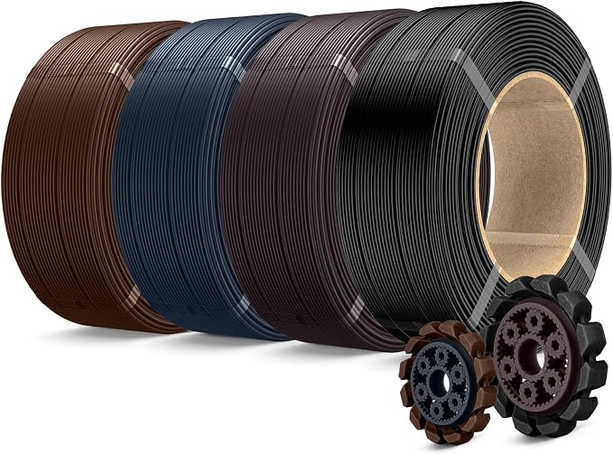 SUNLU PLA+2.0 3D Printer Filament Refill 1.75mm, 4 Packs, 4KG | Stronger PLA+ Filament, No Spool Refill, Compatible with Bambu Lab 3D Printers, Black+Roasted Chestnut+Midnight+Coffee Brown