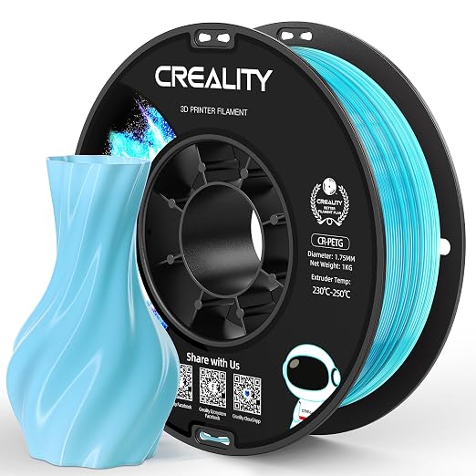 Official Creality PETG 3D Printer Filament 1.75mm 1KG (2.2lbs), Translucent Dual Color Gradient Blue to White, High Precision, Strong Toughness 3D Printing CR PETG Filament, Gradient Blue White