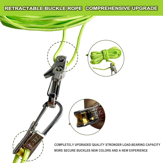 Rope Tightening Tool & Tensioner: Retractable Rope with Alloy Buckle for Outdoor Enthusiasts - Perfect for Camping Tent Building, Tarp Tie Downs, Hammock Installation & Outdoor Gear Securing