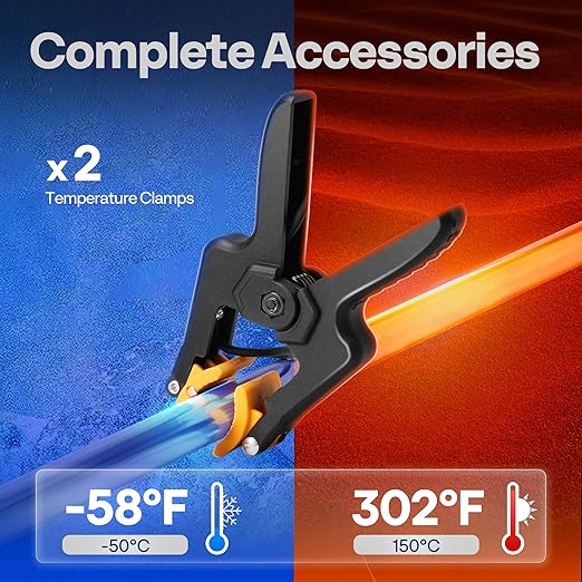 VIVOHOME Digital HVAC Manifold Gauge Set, Refrigeration AC Gauges with 2 Wired Temperature Clamp Probes and 3 Hoses, Pressure and Temp Test, for R134a R410a R32 R1234yf R454B Refrigerant Recharge Kit