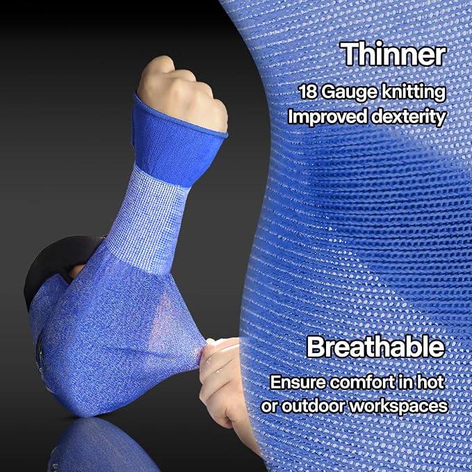 Schwer 10 Pairs AIR-SKIN Arm Sleeves S902 for Thin Skin, ANSI A6 Cut Resistant Arm Protectors for High Risk Work, UPF50+ UV Protection Cooling Farmer Sleeves for Gardening, Lightweight, Breathable