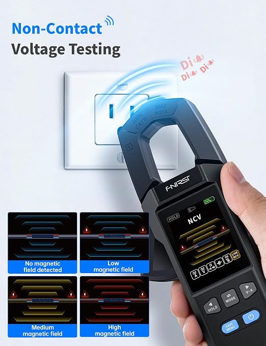 FNIRSI DMC-100 Clamp Meter 10000 Counts TRMS, 600A AC/DC Amp Meter with Curve Recording & 2" TFT Screen, Rechargeable Multimeter Measuring Voltage Current Resistance Capacitance NCV for HVAC Auto