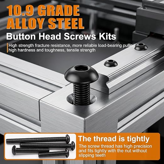 mankk 700PCS M6 Flange Bolt and M6 Button Head Hex Socket Cap Screws Assortment Kit M6×1.0 (10mm to 35mm) Metric Grade 10.9 Alloy Steel Class Hex Bolts and Nuts Washers Kit