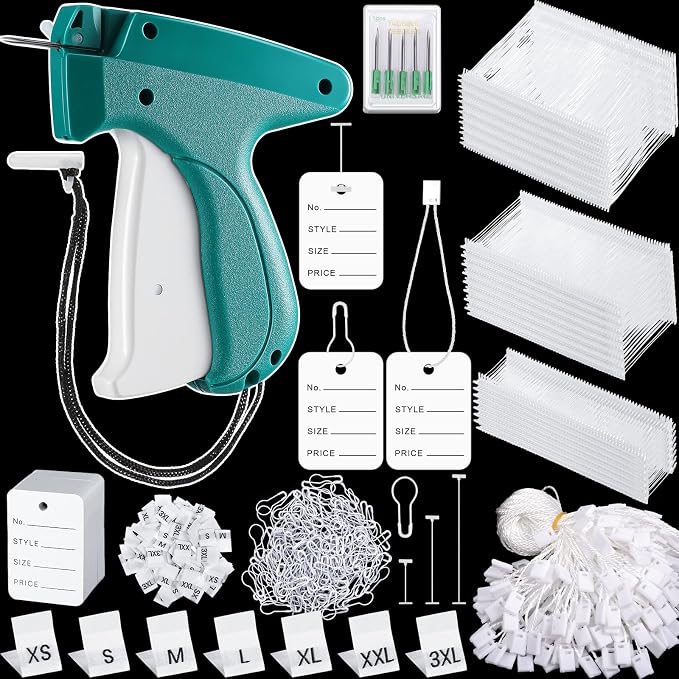 Chumia 3576 Pcs Tagging Guns for Clothes Labels Attacher Stitch Guns for Clothing with 3000 Barbs, 5 Needles and 100 Price Tags, Sewing Kit for Retail Stores, Garage Yard Sales(White)