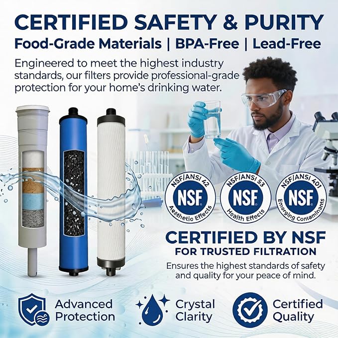 Reverse Osmosis Replacement Filter Kit for Microline 335 System, 3-Stage Filtration with S1229RS (50 GPD), S7028 Sediment/Carbon Block Prefilter, S7025 GAC Postfilter, Long-Lasting Components