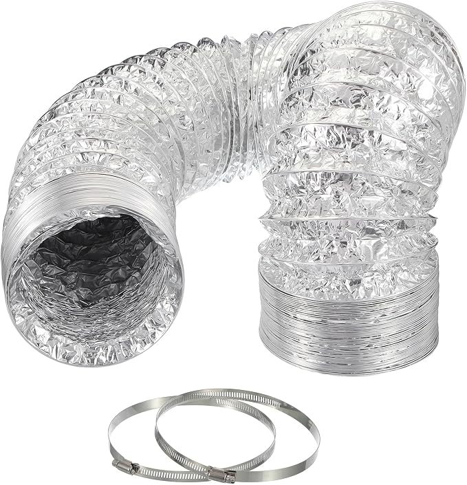 PATIKIL 16 Feet Dryer Vent Hose, 6 Inch Diameter Flexible Aluminum Ducting Flex Air Ducting Dryer Vent 2 Clamps Included for Heating Ventilation Air Conditioning, Silver