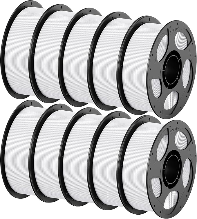 ANYCUBIC PETG Filament 1.75mm Bundle, 3D Printer Filament, Dimensional Accuracy +/- 0.02mm, Exceptional Toughness, 1KG Reusable Spool, 10KG White