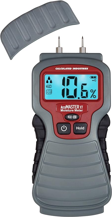 Calculated Industries 7440 AccuMASTER XT Digital Moisture Meter | Handheld |Pin Type | Backlit LCD Display | Detects Leaks, Damp and Moisture in Wood, Walls, Ceilings, Carpet and Firewood | Handheld, Pin Type, Backlit LCD Display, Detects Leaks, Damp a...