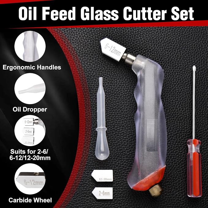 10-Piece Glass Cutting Tool Set, Wheeled Mosaic Nipper, Glass Running Pliers with Curved Jaws, Ceramic Tile Nipper, Glasses Cutter Kit for Stained Glasses, Tiles, Mosaic, Mirrors Cutting