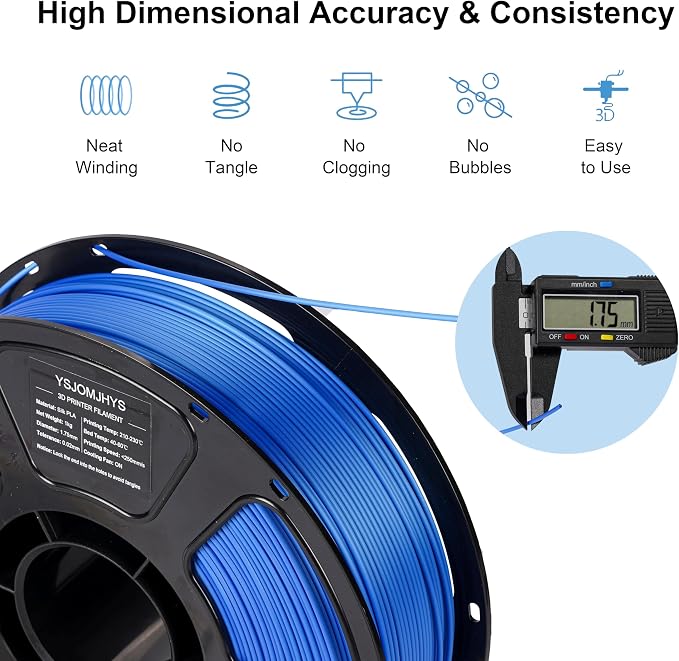 6KG Silk PLA Filament Bundle 1.75mm, Silky Glossy 3D Printer Filament Pack, Dimensional Accuracy +/- 0.02mm, Neatly Wound, No Clogging, Shiny 3D Printing Filament Set, 1kg/roll, 6 Rolls