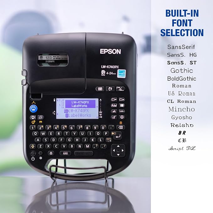 Epson LABELWORKS LW-K740PX Industrial Handheld Label Maker for Office Home & Healthcare – Custom Durable Identification and Organization Labels - Full Kit