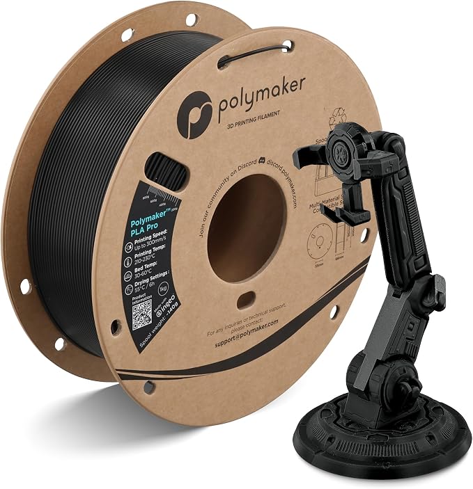 Polymaker PLA Pro 3D Printing Filament Black 1.75mm 1KG, High-Impact Tough PLA, Fast Printing up to 300mm/s, High Speed New Formula, Easy to Print on Most FDM Printers, No Enclosure Required