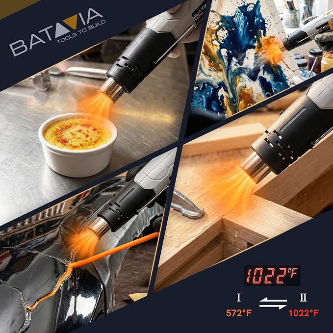 Mini Heat Gun - BATAVIA 380W Fast Heat Hot Air Gun Tool with Uniform Heat Tech & Dual Protection Fuses, 2 Temp (572°F/1022°F)+Nozzle with Overheat Protection for DIY Crafts, Vinyl Wrap, Shrink Tubing