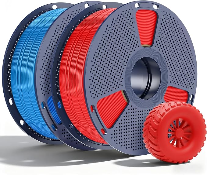 SUNLU TPU 95A Flexible 3D Printing Filament 1.75mm, Red+Blue 2-Pack | Soft TPU,Easy Printing,1kg Spool (2.2 lbs),Dimensional Accuracy +/- 0.03mm, Fit Most FDM Printer