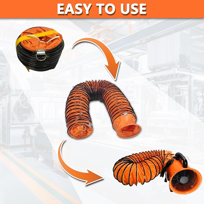 32FT Ducting Hose 14 Inch PVC Flexible Duct Hosing with Adjustable Rope for Utility Blower Exhaust Fan