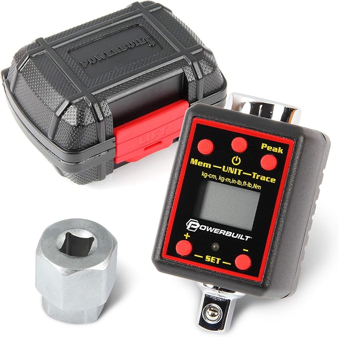 Powerbuilt 1/2-Inch Drive Digital Torque Adapter, 29-147 Ft-Lb and 40-200 Nm, Alert Signals Torque Setting, Electronic Torque Wrench Converter with Digital Display, ±1% Accuracy - 940962