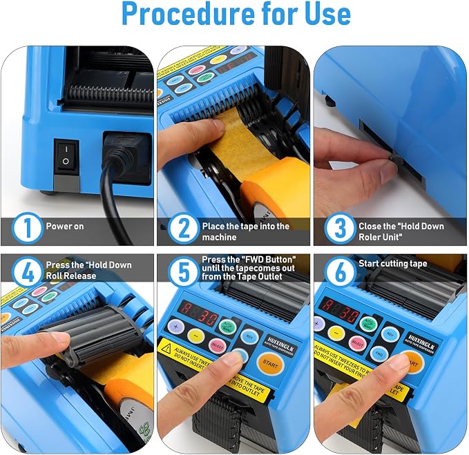 Upgraded Ceramic Roller Automatic Tape Dispenser, Dual Ribbon Cutting Machine, Adjustable 6-60mm Width 5-999mm Length, Electric Tape Cutter for Business, Shipping, Home & Daily Use