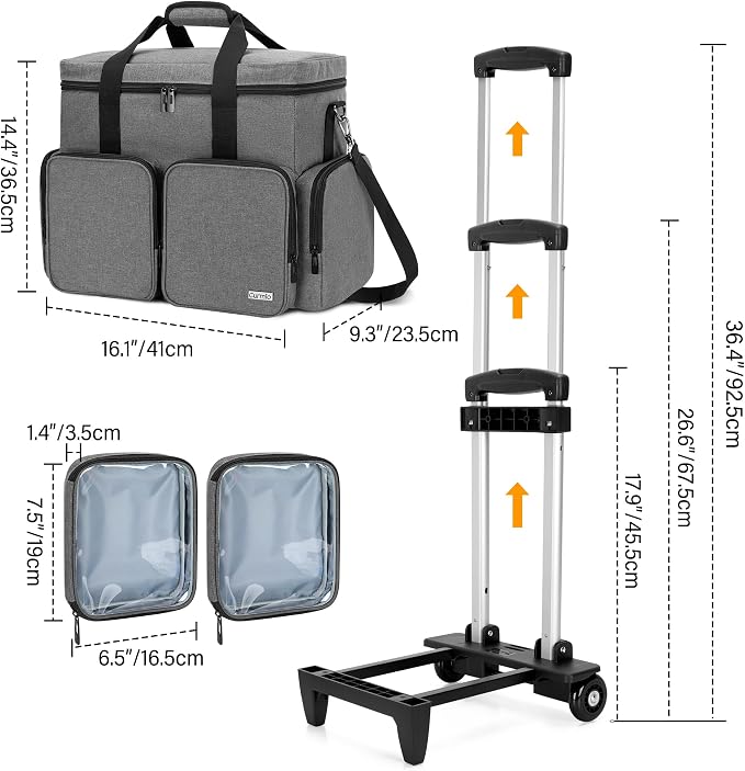 CURMIO Rolling Teacher Tote Bag with Padded Laptop Compartment for up to 15.6 Inches Laptop, Wheeled Teacher Bag for Teaching, Office, Craft, Gray