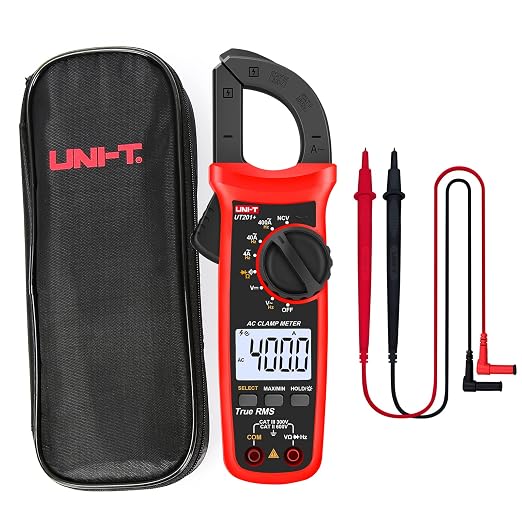 UNI-T Digital Clamp Meter UT201+, AC Current True RMS HVAC Volt Amp Ohm Meter Clamp On Multimeter, Auto Ranging 4,000 Counts NCV AC DC Voltage Frequency Resistance Continuity Diode Tester