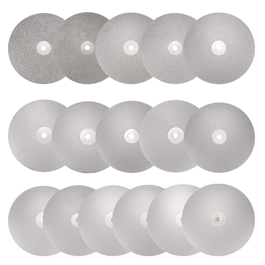 HARFINGTON Diamond Flat Lap Disc Set 6" x 1/2" Arbor 50/60/80/100/120/240/260/320/400/600/1000/1200/1500/2000/2500/3000 Grit Abrasive Wheel Lapping for Grinding Ceramics, Glass, Stones