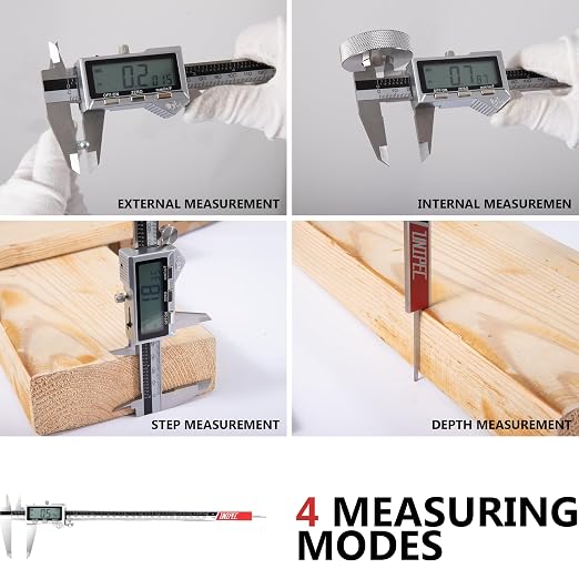 Rechargeable Caliper 12 inch, Stainless Steel Vernier Micrometer Measuring Tool with Large LCD Display