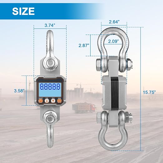 Hyindoor 5000kg 11000lb Crane Scale, 5T Digital Crane Scale with Remote Control, Industrial Heavy Duty Electronic Hanging Scale Hoist Scales