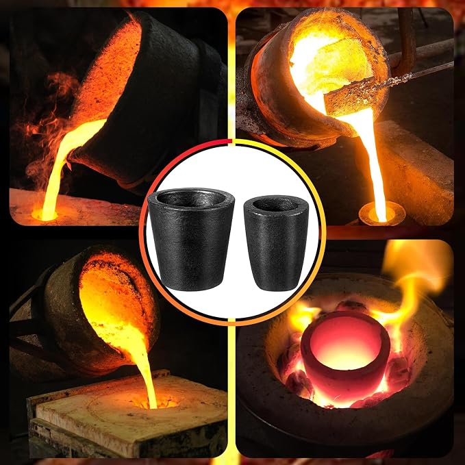 16 Pcs Graphite Torch Melting Casting Kit, Includes 2 Graphite Crucibles for Melting Metal, 2 Stir Stick, 6 Casting Mold, 2 Soldering Block, 2 Quartz Crucible, 2 Tongs