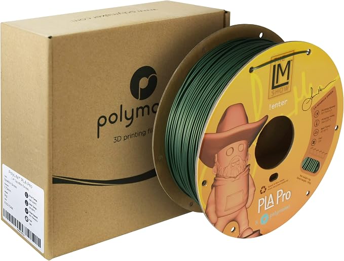Polymaker PLA PRO Filament 1.75mm 1kg, Tough & High Rigidity LM Sparkle Green 3D Printing Filament 1.75mm, PolyLite PLA PRO High Speed, Print with Most 3D Printers