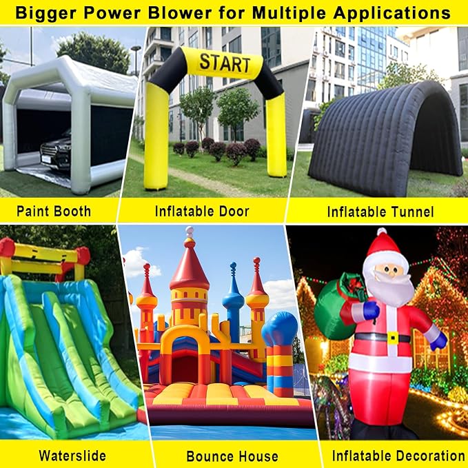 High-Power 950W 1.25HP Inflatable Commercial Air Blower for Outdoor Bounce Houses, Water Slides air Sofas, Paint Booth and Other Suitable Large Outdoor inflatables Electric Air Pump Fan