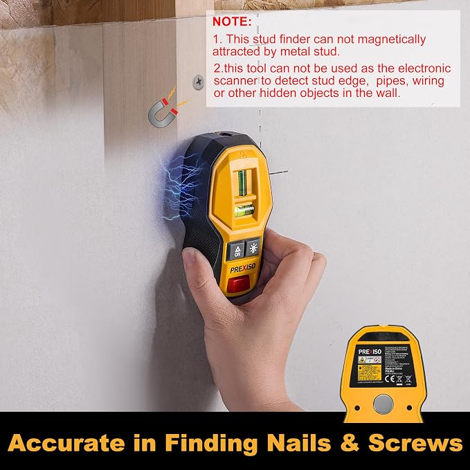 PREXISO 2-in-1 Rechargeable Cross Line Laser Level with Magnetic Stud Finder, Compact Line Lasers with LED Bubble Vials for Accurate Marking for Hanging Frames & Pictures Non-Electronic Stud Finder