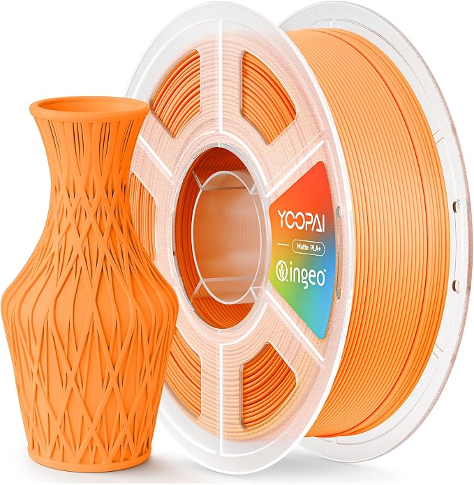 PLA+ Matte Filament 1.75mm, Soft Matte Finish, Reduced Layer Lines, 1KG (2.2lbs) 3D Printer PLA Filament, Dimensional Accuracy +/- 0.02 mm, Pastel Orange