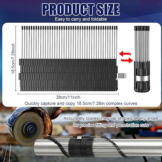 Yookeer Multi Surface Pipe Profiling Tool, 0-3" Pipe Cutting Template Multi Functional Shape Duplicator, Lightweight and Wear-Resistant Curve Fitting Tool for Tiles Floors DIY Pro Plumbing
