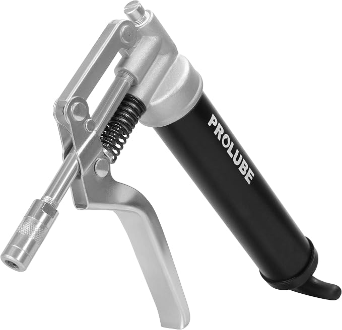 PROLUBE Mini Pistol Grip Grease Gun | 3-Ounce Capacity | 3,500 PSI | 4-inch Steel Extension & Coupler | Powder Coated Finish | 1/8” NPT Threads (43252)